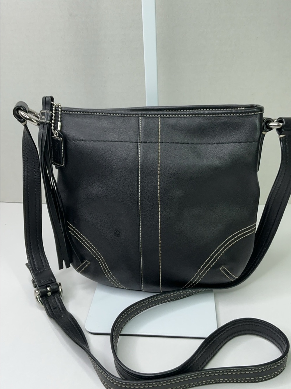 Black Leather Coach Soho crossbody Mini bag